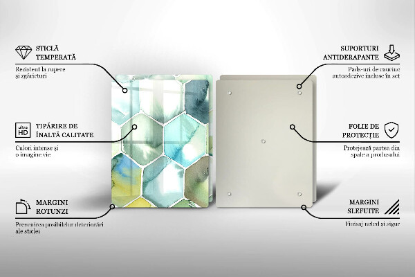 Glass chopping board Watercolor hexagons
