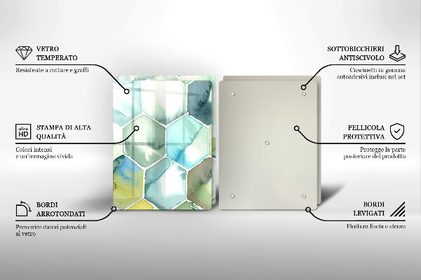 Glass chopping board Watercolor hexagons