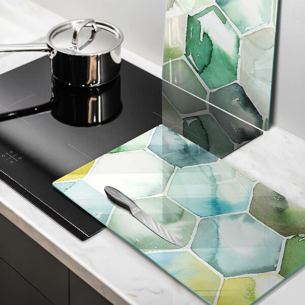 Glass chopping board Watercolor hexagons