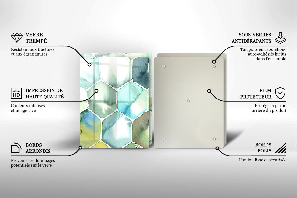 Glass chopping board Watercolor hexagons