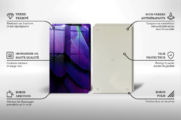 Glass chopping board Neon feathers