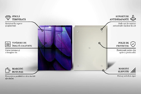 Glass chopping board Neon feathers