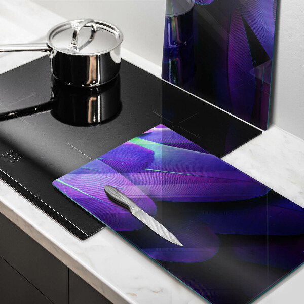 Glass chopping board Neon feathers
