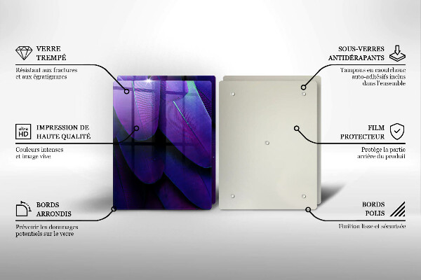 Glass chopping board Neon feathers