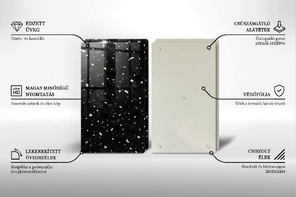 Glass chopping board Dark stone