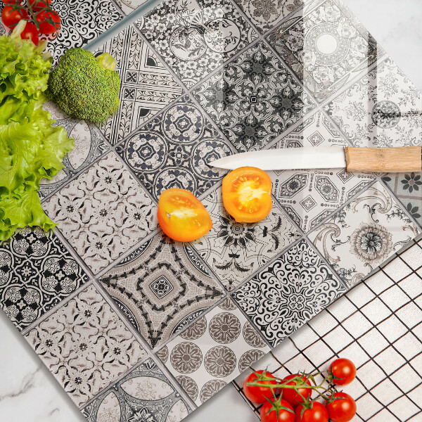 Glass chopping board Decorative tiles