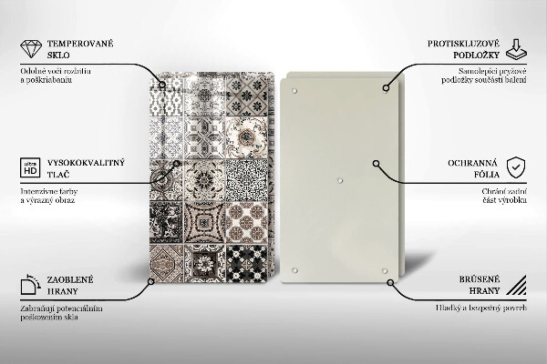 Glass chopping board Decorative tiles