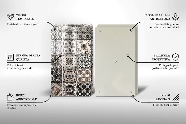 Glass chopping board Decorative tiles