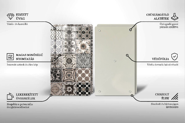 Glass chopping board Decorative tiles