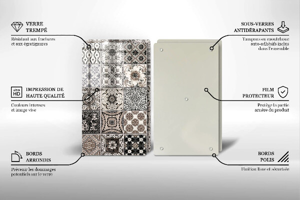 Glass chopping board Decorative tiles