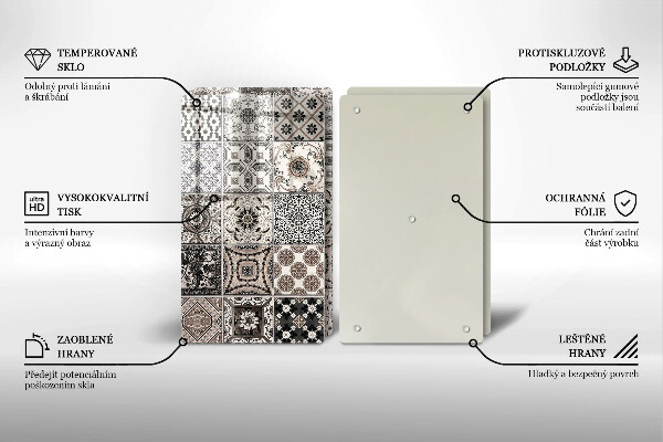 Glass chopping board Decorative tiles