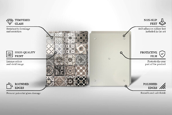 Glass chopping board Decorative tiles