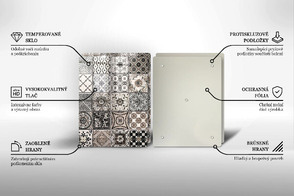 Glass chopping board Decorative tiles