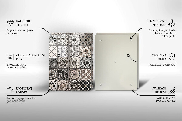 Glass chopping board Decorative tiles