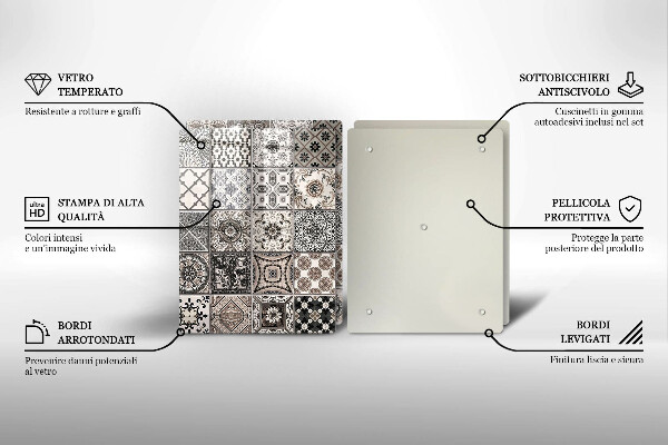 Glass chopping board Decorative tiles