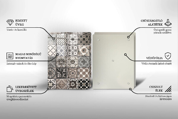 Glass chopping board Decorative tiles