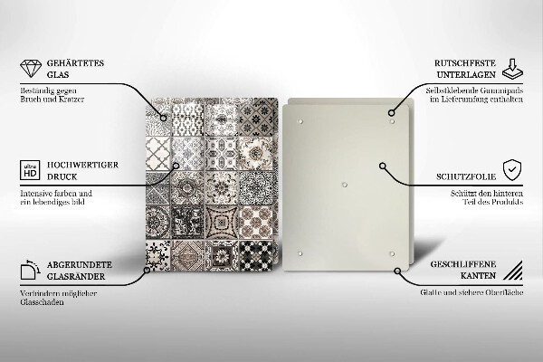 Glass chopping board Decorative tiles