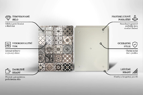 Glass chopping board Decorative tiles