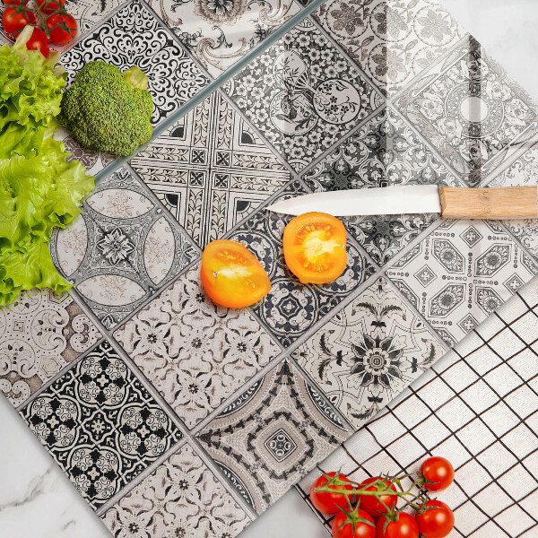 Glass chopping board Decorative tiles