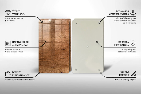 Glass chopping board Wood texture