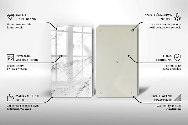 Glass chopping board Elegant marble texture