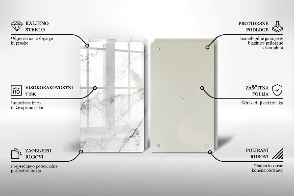 Glass chopping board Elegant marble texture