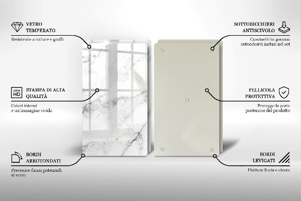 Glass chopping board Elegant marble texture