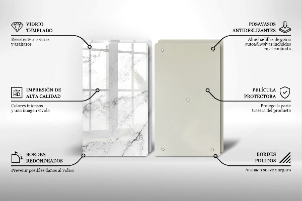 Glass chopping board Elegant marble texture