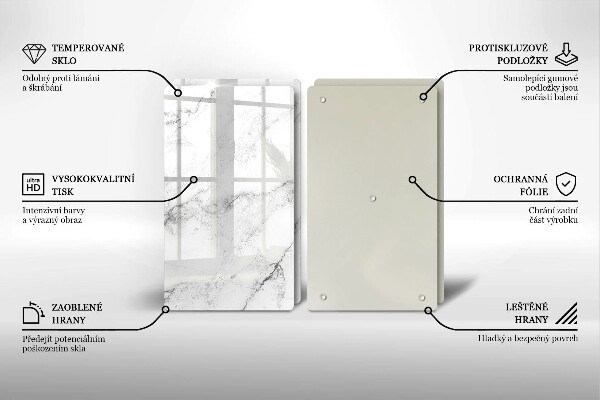 Glass chopping board Elegant marble texture