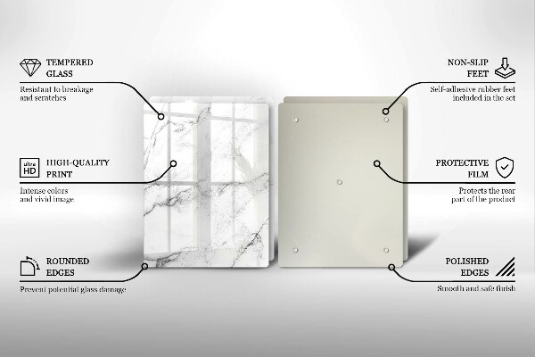 Glass chopping board Elegant marble texture