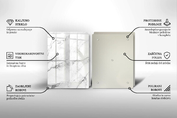 Glass chopping board Elegant marble texture