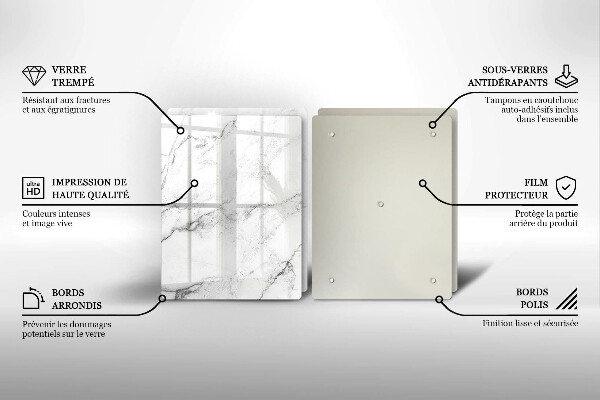 Glass chopping board Elegant marble texture