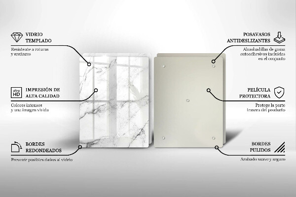 Glass chopping board Elegant marble texture