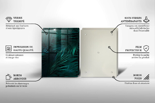 Glass chopping board Wild jungle leaves