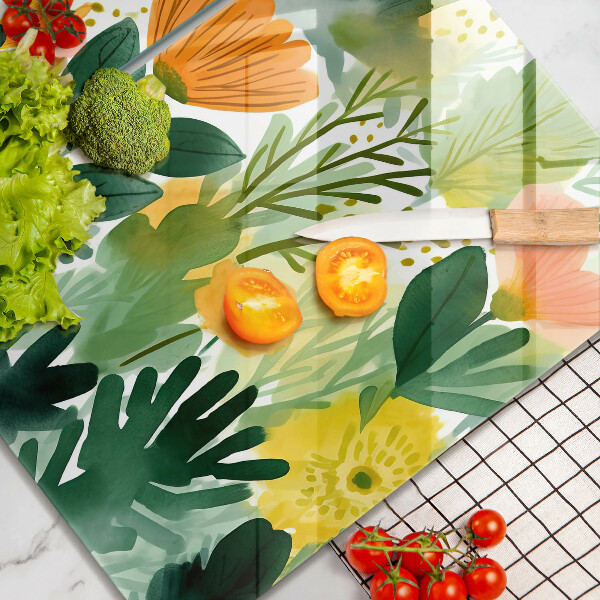 Glass chopping board Painted flowers