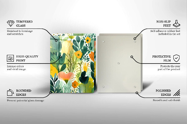 Glass chopping board Painted flowers