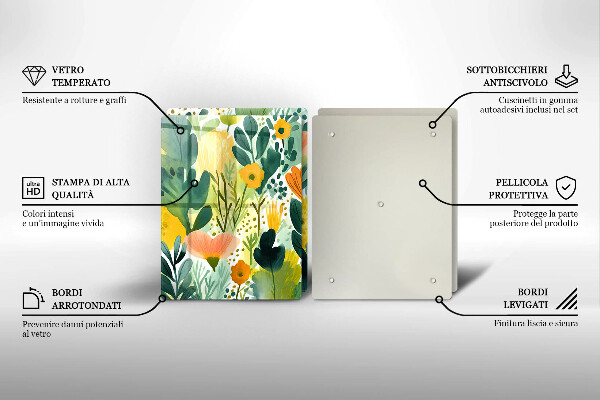 Glass chopping board Painted flowers