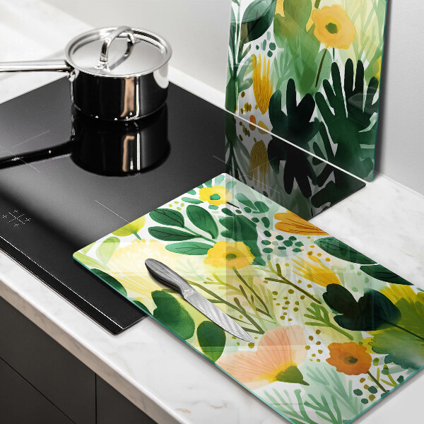Glass chopping board Painted flowers