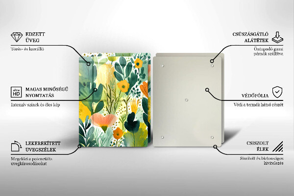 Glass chopping board Painted flowers