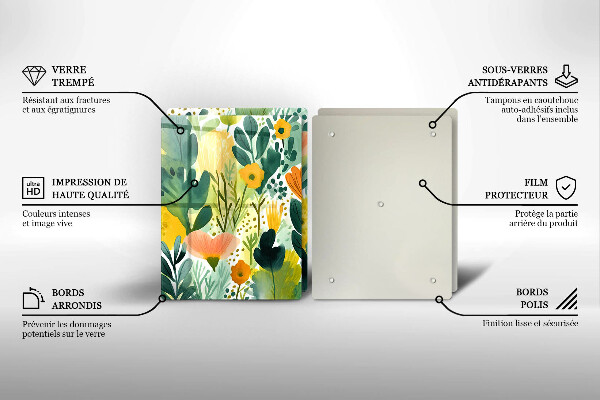 Glass chopping board Painted flowers