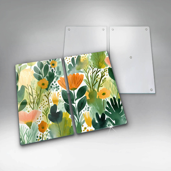 Glass chopping board Painted flowers