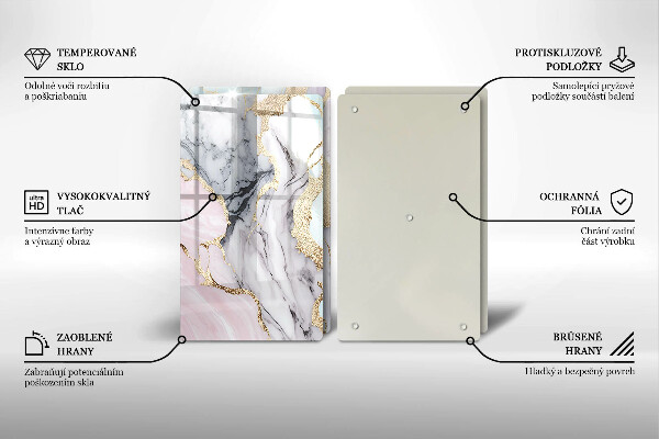 Glass chopping board Pastel marble