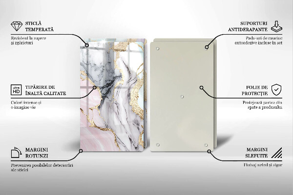 Glass chopping board Pastel marble