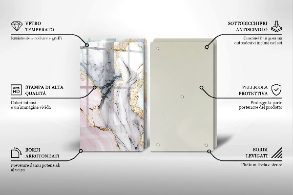Glass chopping board Pastel marble