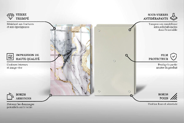Glass chopping board Pastel marble