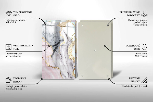 Glass chopping board Pastel marble