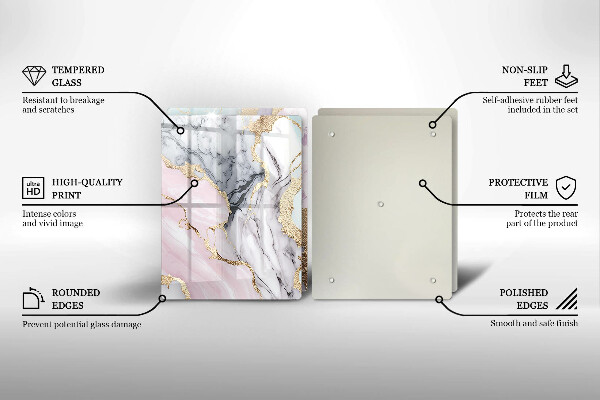 Glass chopping board Pastel marble