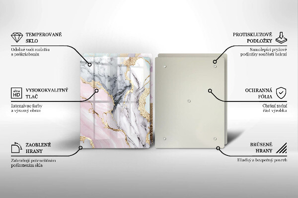 Glass chopping board Pastel marble