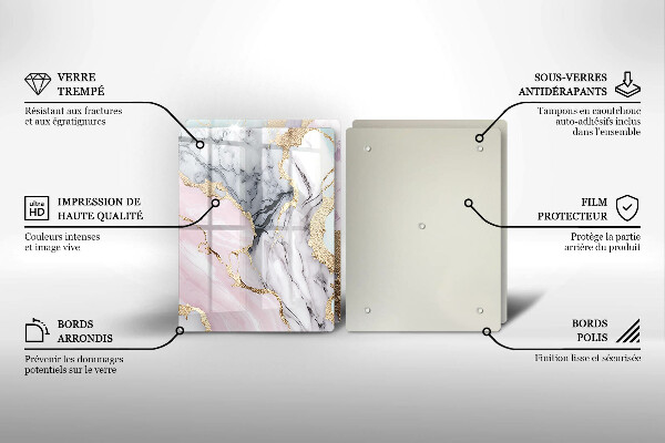 Glass chopping board Pastel marble