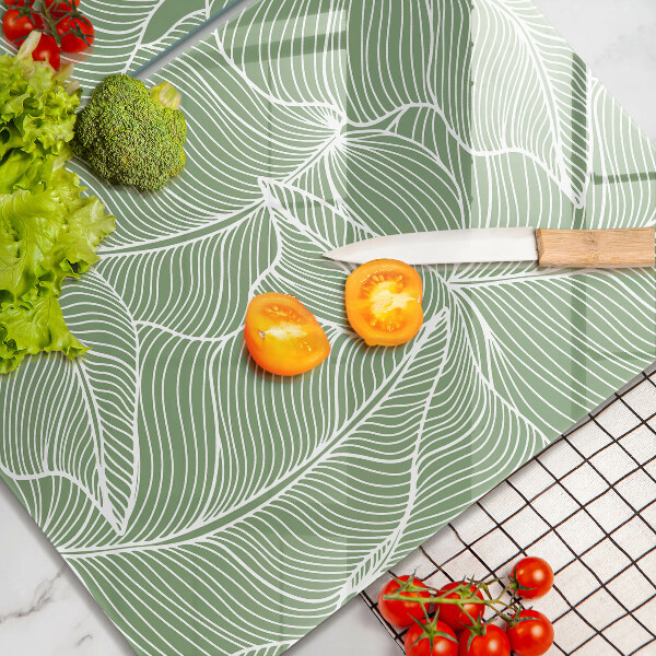 Glass chopping board Linear leaves